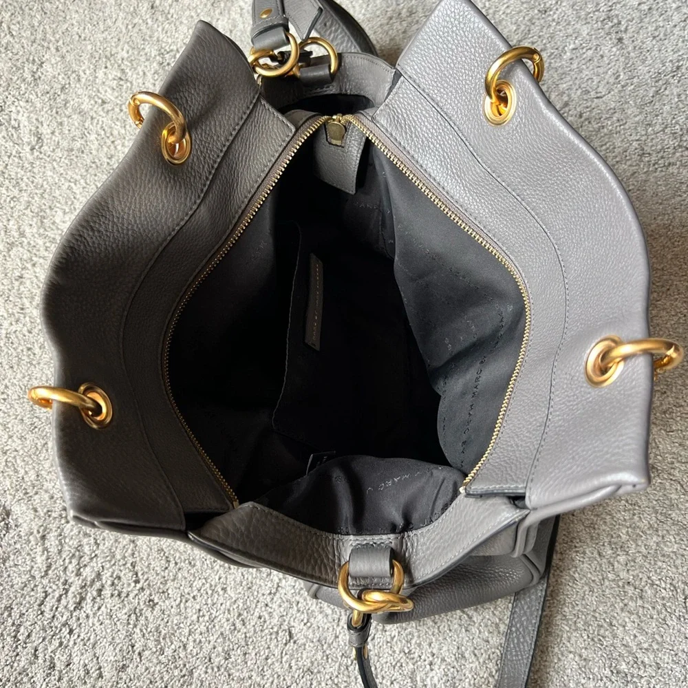 Marc By Marc Jacobs Gray Leather Satchel with Gold Hardware